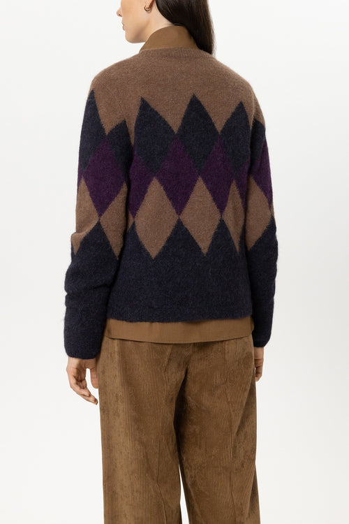 Luisa Cerano Multi Check Patterned Alpaca Blend Cardigan