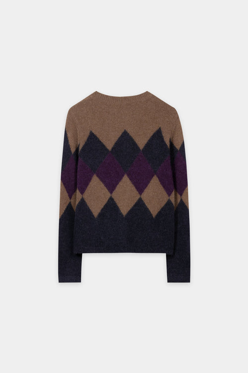 Luisa Cerano Multi Check Patterned Alpaca Blend Cardigan