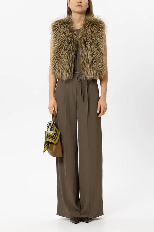 Luisa Cerano Brown Boho Faux Fur Gilet