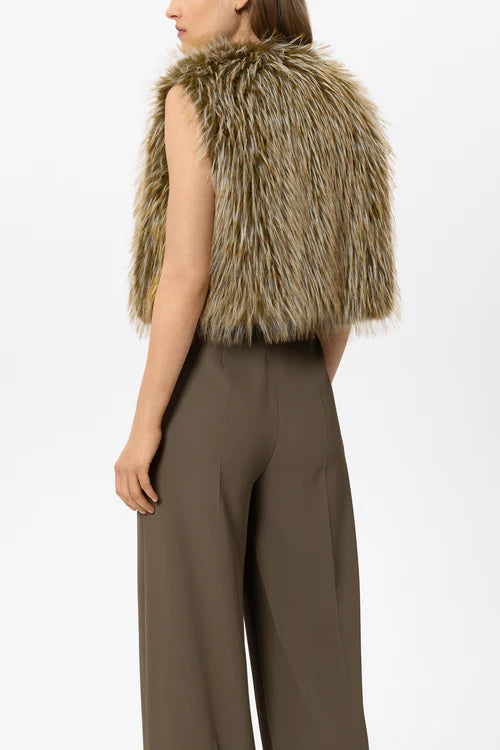Luisa Cerano Brown Boho Faux Fur Gilet