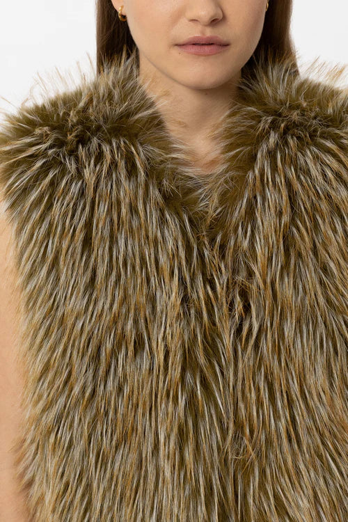 Luisa Cerano Brown Boho Faux Fur Gilet