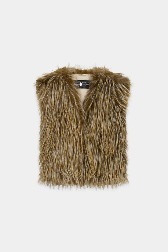 Luisa Cerano Brown Boho Faux Fur Gilet