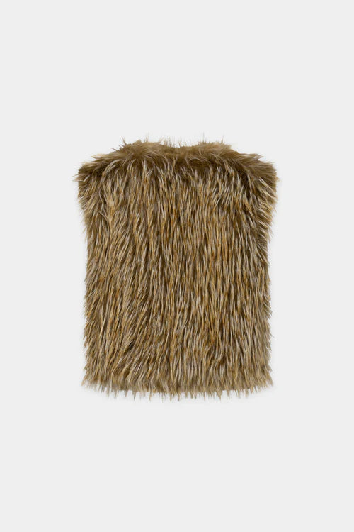 Luisa Cerano Brown Boho Faux Fur Gilet