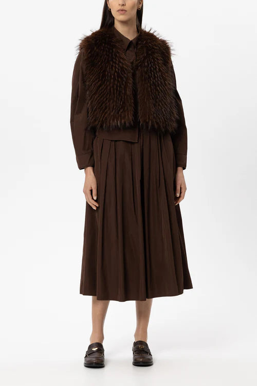 Luisa Cerano Chestnut Boho Faux Fur Gilet