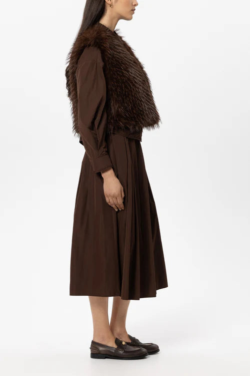 Luisa Cerano Chestnut Boho Faux Fur Gilet