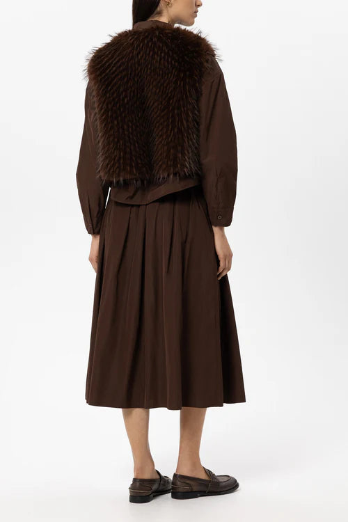 Luisa Cerano Chestnut Boho Faux Fur Gilet