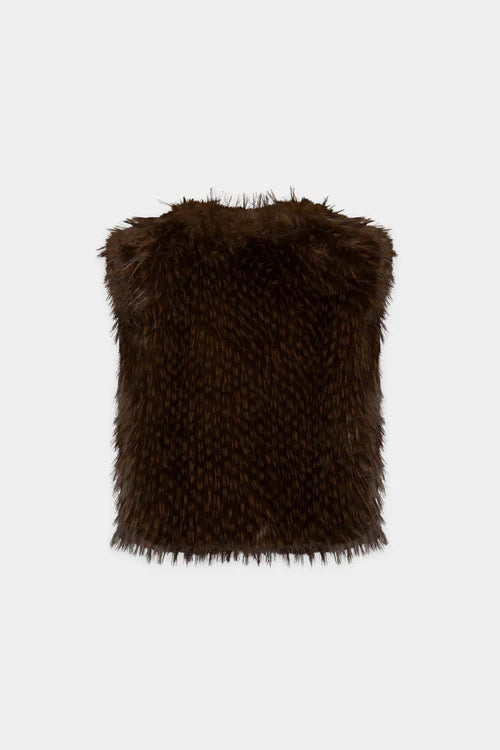 Luisa Cerano Chestnut Boho Faux Fur Gilet
