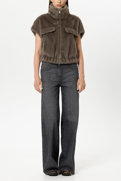 Luisa Cerano Faux Mink Fur Gilet