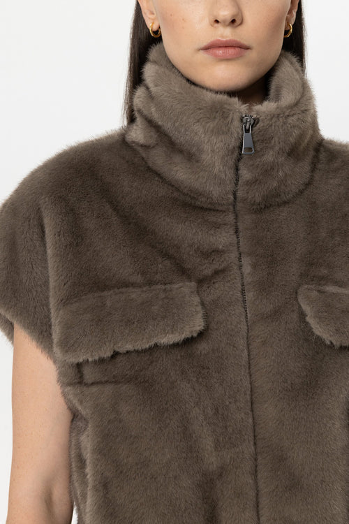 Luisa Cerano Faux Mink Fur Gilet