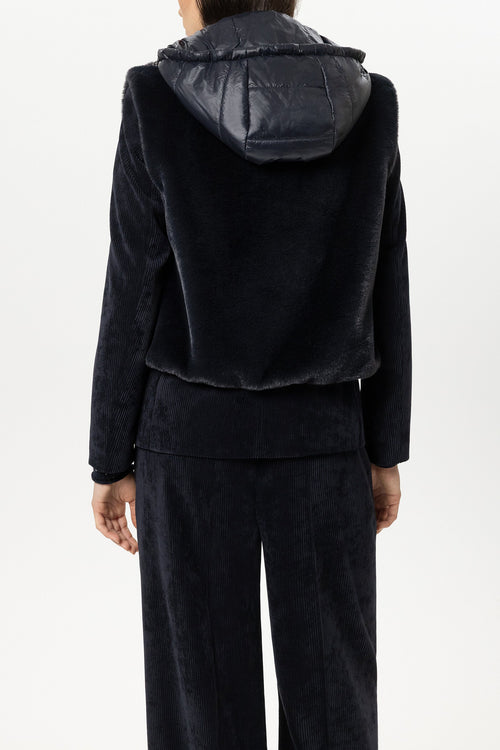 Luisa Cerano Navy Faux Fur-Effect Gilet