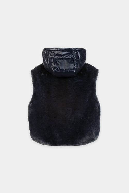 Luisa Cerano Navy Faux Fur-Effect Gilet