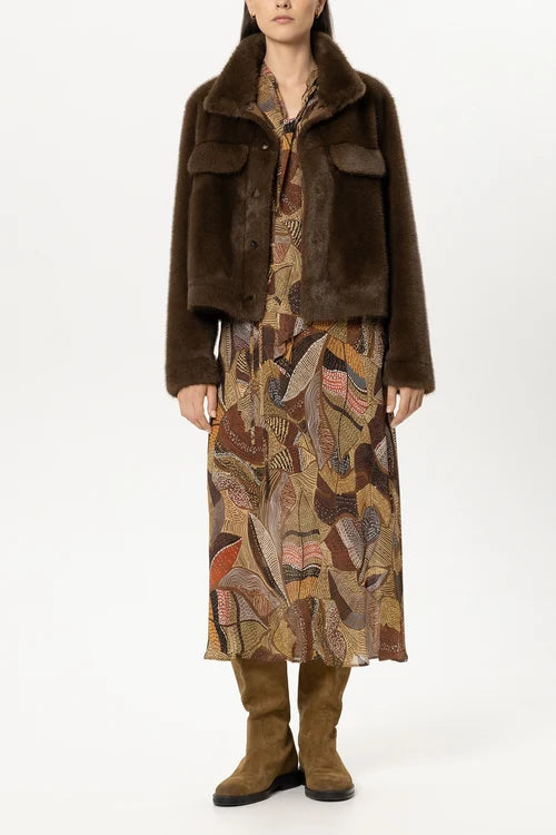Luisa Cerano Caramel Faux Mink-Effect Jacket