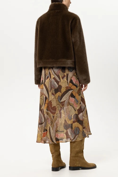 Luisa Cerano Caramel Faux Mink-Effect Jacket