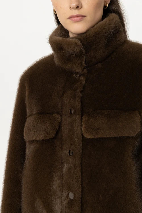 Luisa Cerano Caramel Faux Mink-Effect Jacket