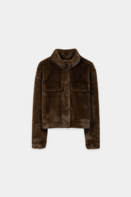 Luisa Cerano Caramel Faux Mink-Effect Jacket