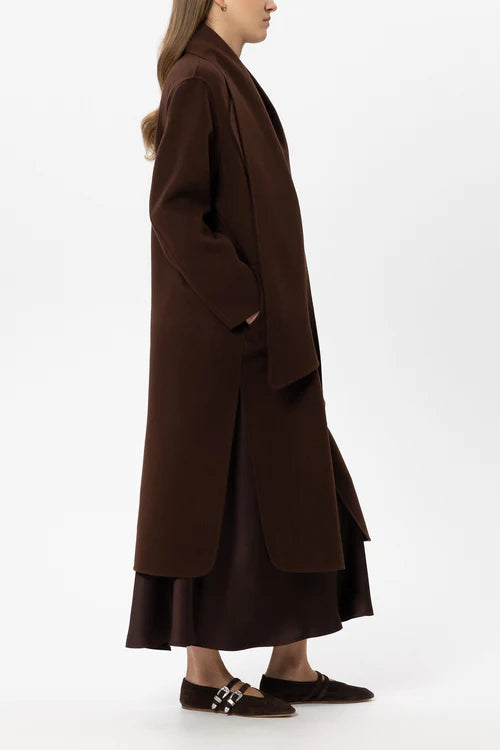 Luisa Cerano Chestnut Double-faced Coat with Scarf 448914
