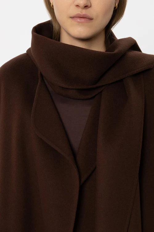 Luisa Cerano Chestnut Double-faced Coat with Scarf 448914