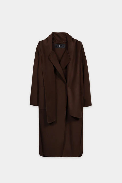 Luisa Cerano Chestnut Double-faced Coat with Scarf