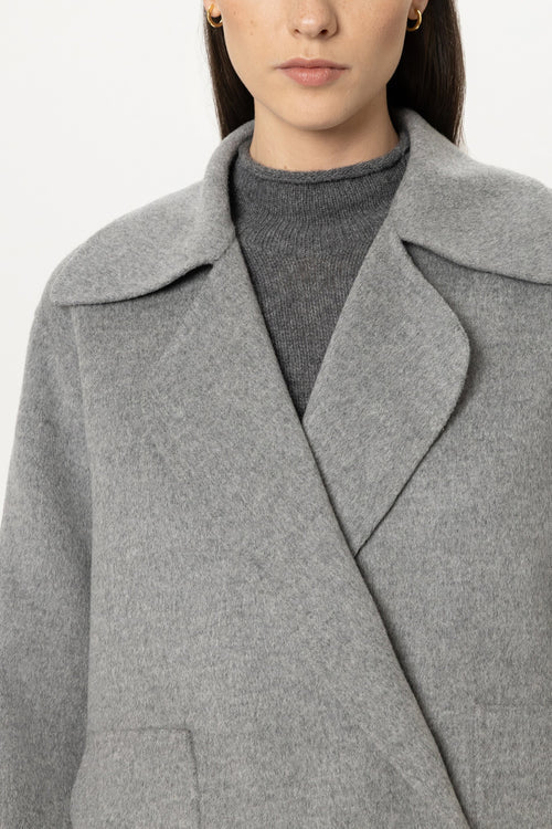 Luisa Cerano Grey Wool Double-Faced Coat