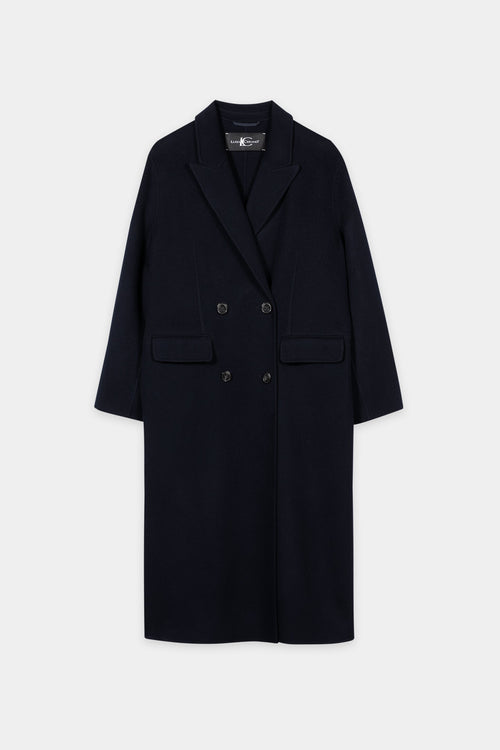 Luisa Cerano Navy Double-Face Blazer Coat