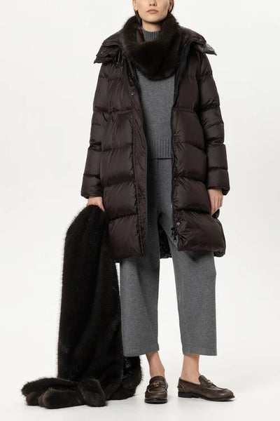 Luisa Cerano Truffle Mid-Length Down-Filled Coat 448919