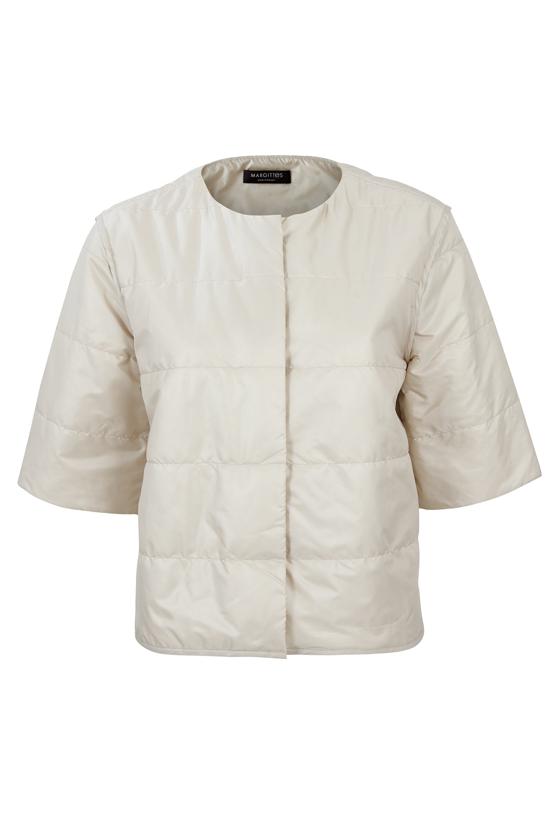 Margittes Taupe 3/4 Sleeve Outdoor Jacket with Concealed Press Stud & Side Zips 464022534