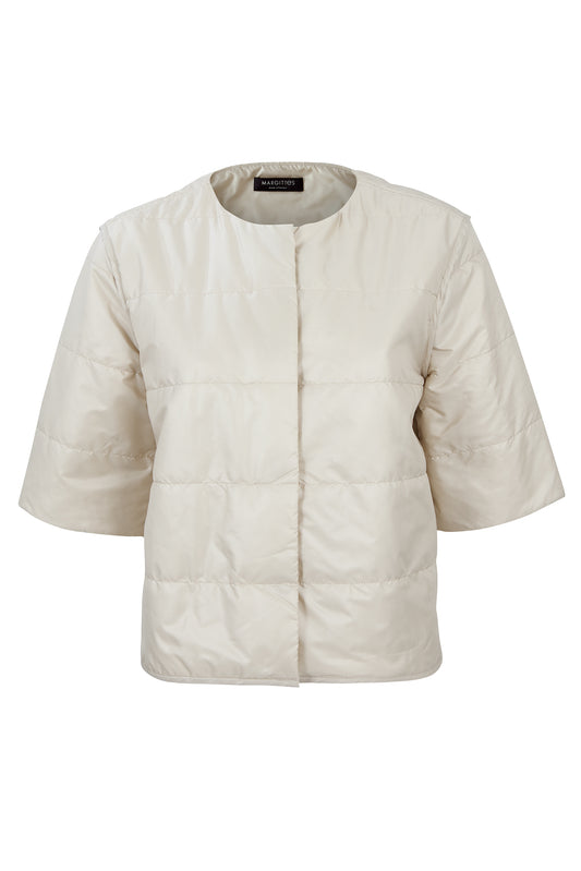 Margittes Taupe 3/4 Sleeve Outdoor Jacket with Concealed Press Stud & Side Zips 464022534