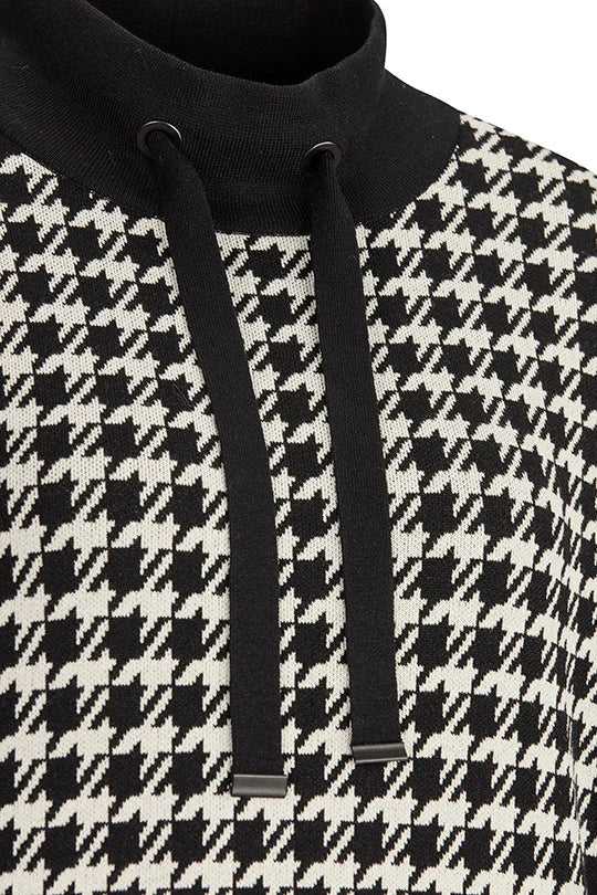 Faber Black/Cream Knitted Dress with Houndstooth