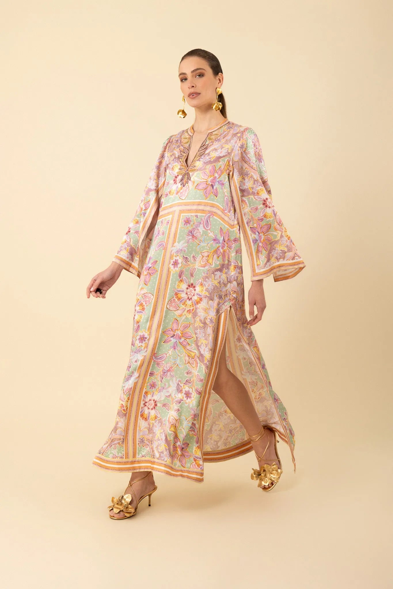 Hale Bob silk caftan dress 4ZCA616B