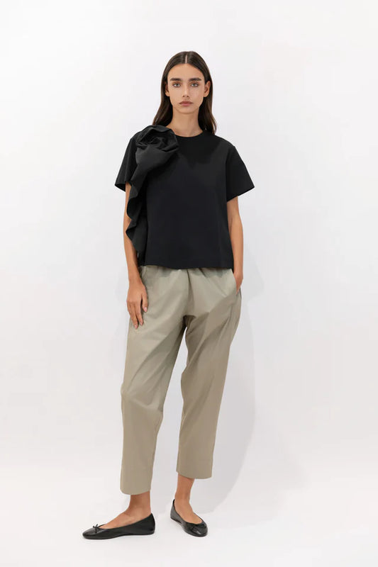 Psophia Black short sleeve top with rosette