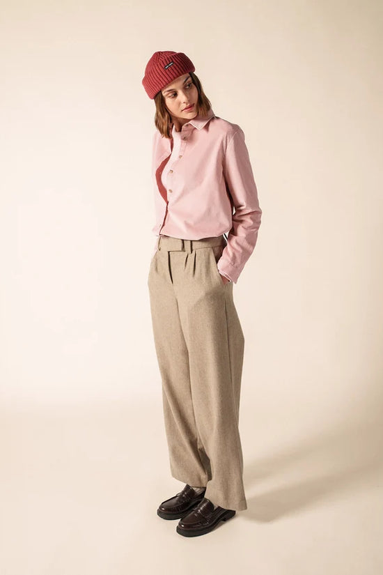 Saint James Light Pink Cotton Corduroy Straight Cut Shirt