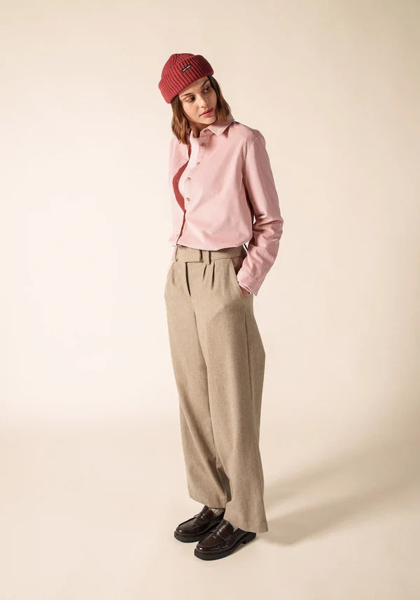Saint James Light Pink Cotton Corduroy Straight Cut Shirt