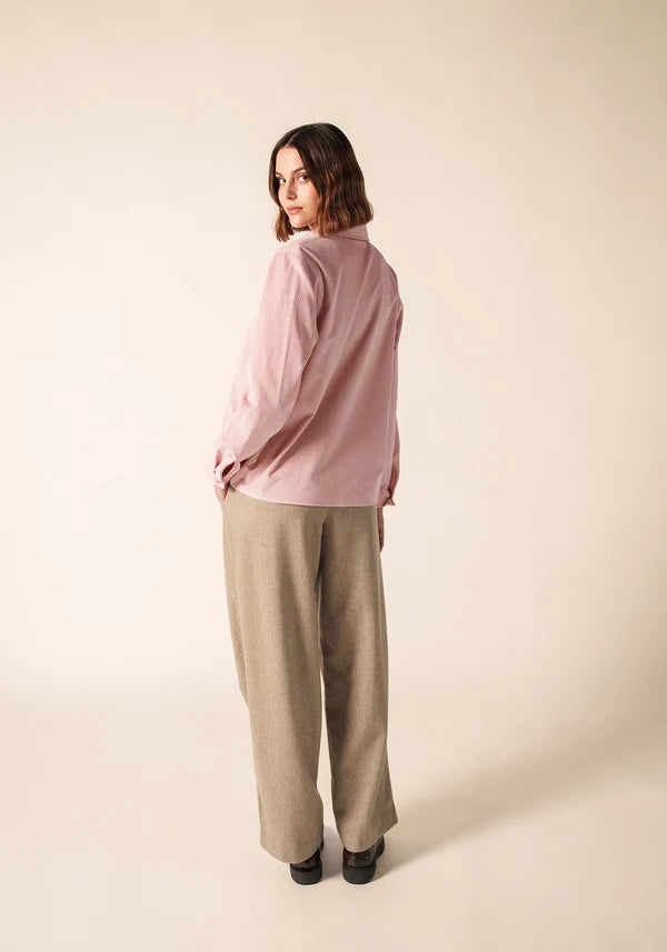 Saint James Light Pink Cotton Corduroy Straight Cut Shirt