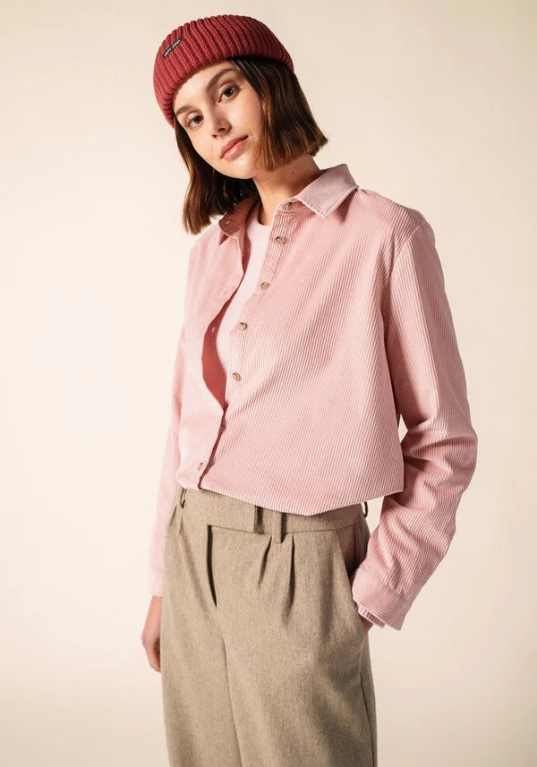 Saint James Light Pink Cotton Corduroy Straight Cut Shirt
