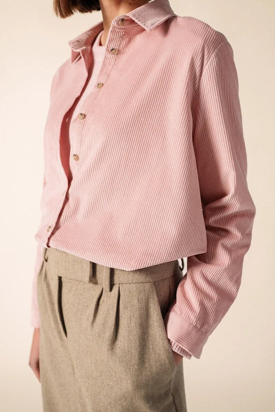 Saint James Light Pink Cotton Corduroy Straight Cut Shirt
