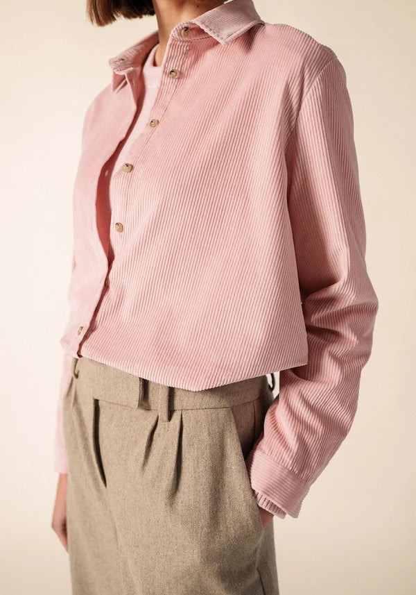 Saint James Light Pink Cotton Corduroy Straight Cut Shirt