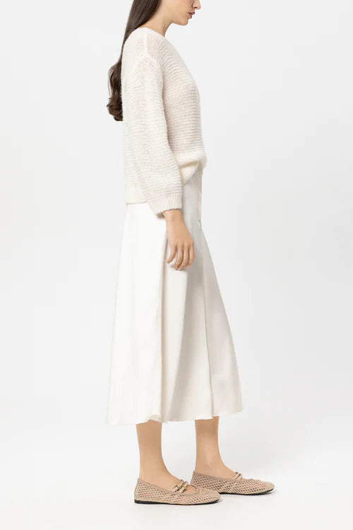 Luisa Cerano Cream Midi Satin Skirt 538311
