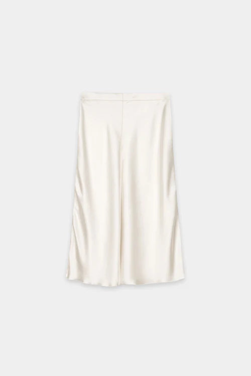 Luisa Cerano Cream Midi Satin Skirt 538311