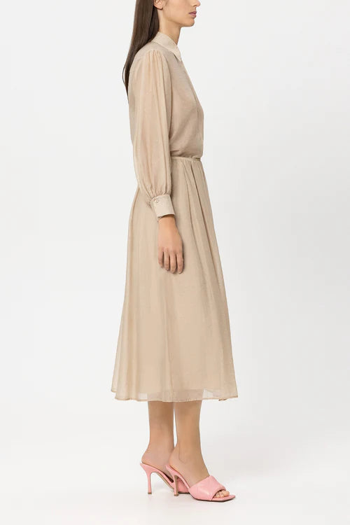 Luisa Cerano Camel Midi Skirt with Rhinestones 538319