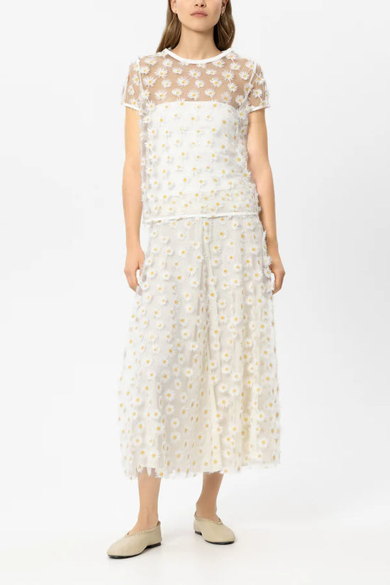 Luisa Cerano Ivory Maxi Skirt with Daisy Flowers 538328