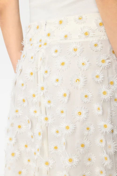 Luisa Cerano Ivory Maxi Skirt with Daisy Flowers 538328
