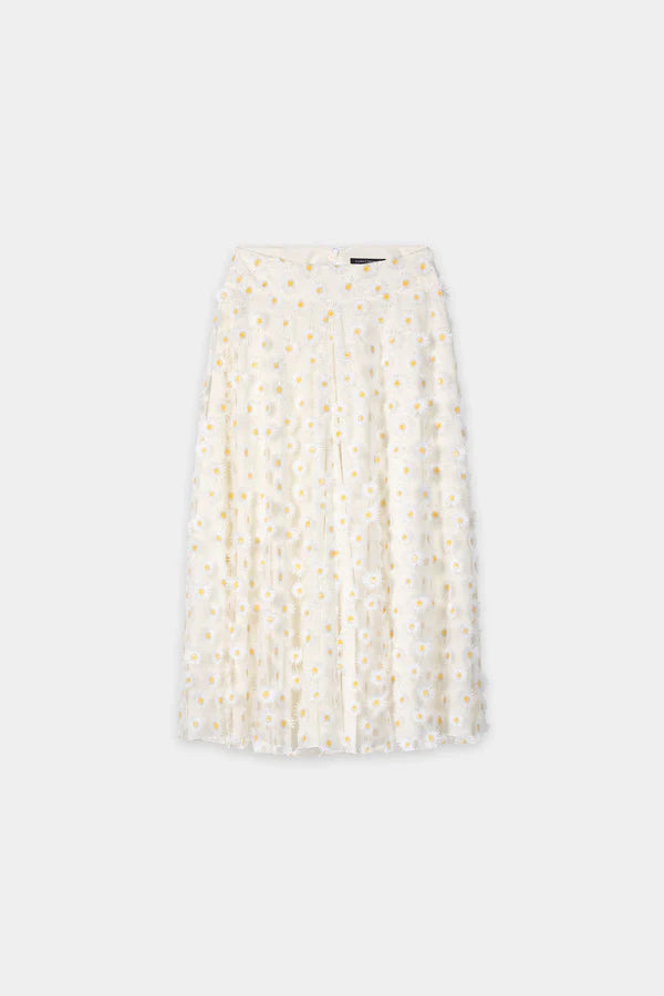 Luisa Cerano Ivory Maxi Skirt with Daisy Flowers 538328