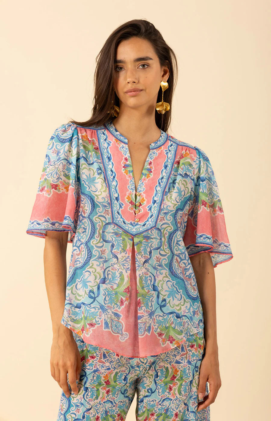 Hale Bob Estrella voile cotton top 53PW230A