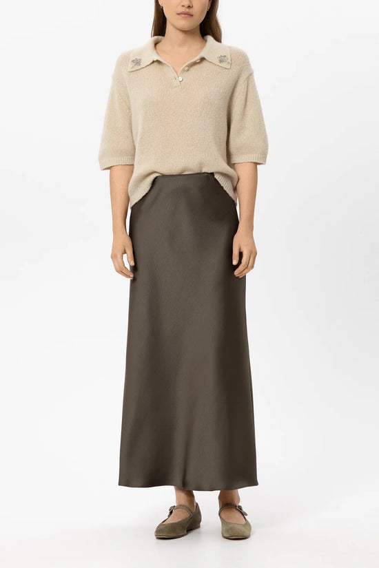 Luisa Cerano Muskat Long Slim Satin Skirt