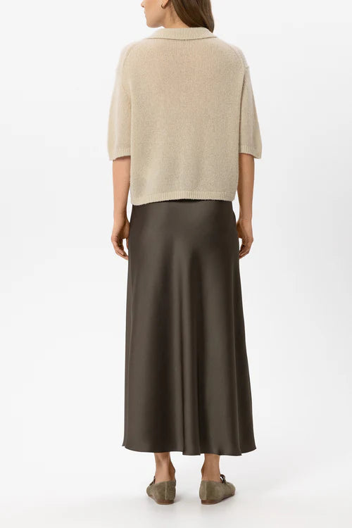 Luisa Cerano Muskat Long Slim Satin Skirt