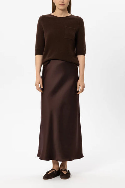 Luisa Cerano Chestnut Slim Fitting Satin Skirt 548343