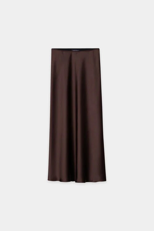 Luisa Cerano Chestnut Slim Fitting Satin Skirt 548343