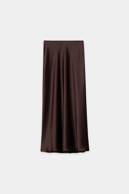 Luisa Cerano Chestnut Slim Fitting Satin Skirt 548343