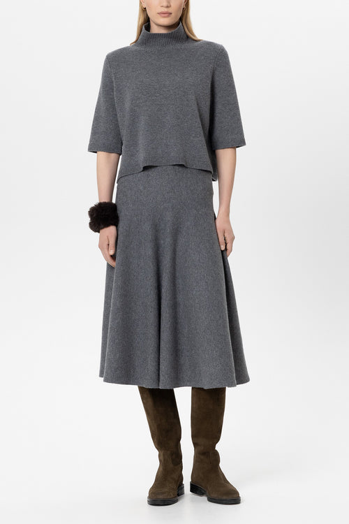 Luisa Cerano Heather Grey Cashmere Blend Long Skirt