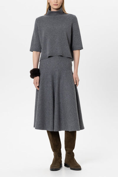 Luisa Cerano Heather Grey Cashmere Blend Long Skirt 548355